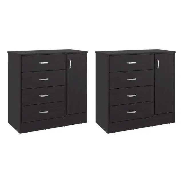 Alt view image 2 of 5 - Lund Set Of 2 Dressers, Minimalist Modern Style, High Capacity Bedroom Storage Furniture,Wenge