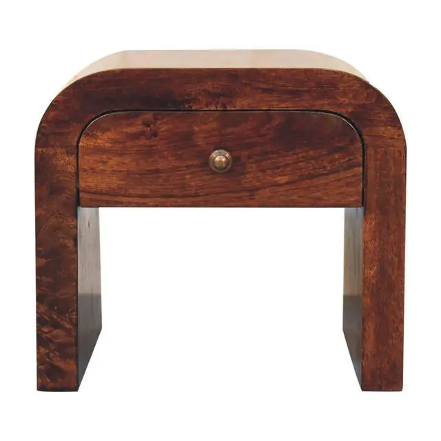 Alt view image 2 of 7 - Solid Wood California Walnut Disc Nightstand, 1-Drawer