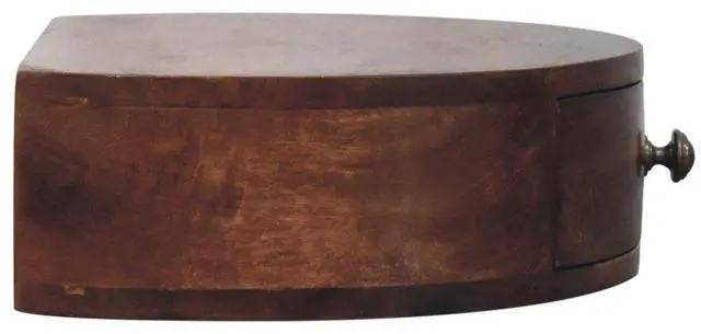 Main image of Solid Wood Honey Caramel Wall-Mounted Rounded Bedside, 1-Drawer, Brown