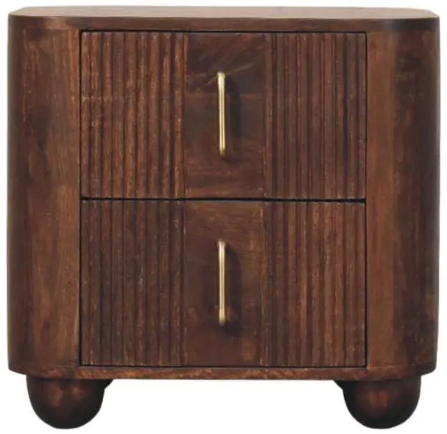 Alt view image 2 of 7 - Solid Wood Marlowe Fluted Nightstand,Brown,2-Drawers