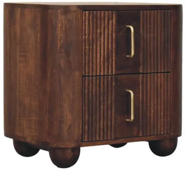 Alt view image 3 of 7 - Solid Wood Marlowe Fluted Nightstand,Brown,2-Drawers