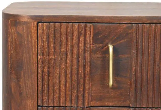 Alt view image 5 of 7 - Solid Wood Marlowe Fluted Nightstand,Brown,2-Drawers