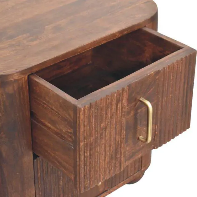 Alt view image 4 of 7 - Solid Wood Marlowe Fluted Nightstand,Brown,2-Drawers