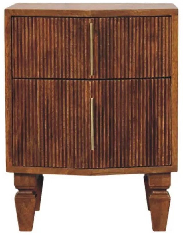 Main image of Solid Wood Louvre Bedside Unit,Brown,2-Drawers