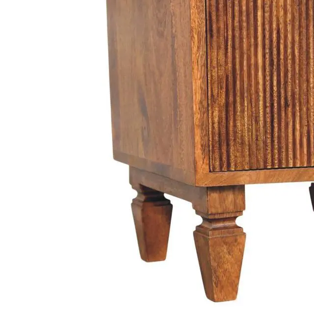 Alt view image 6 of 7 - Solid Wood Louvre Bedside Unit,Brown,2-Drawers