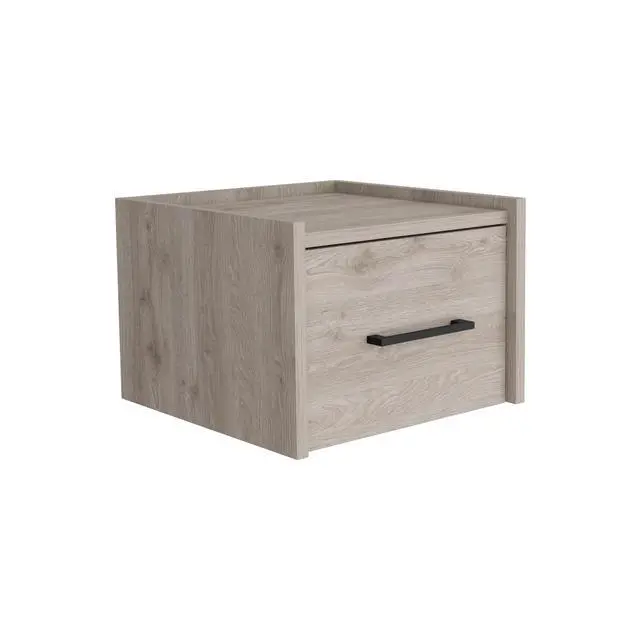 Alt view image 2 of 5 - Boa Floating Nightstand , End Table, Side Table Wall-Mounted Single Drawer Design With Handle- Light Grey - Bedroom