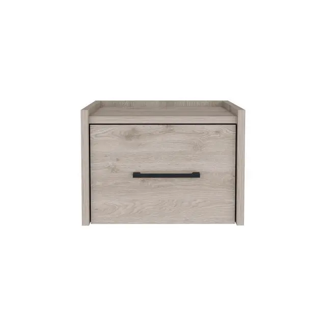 Alt view image 5 of 5 - Boa Floating Nightstand , End Table, Side Table Wall-Mounted Single Drawer Design With Handle- Light Grey - Bedroom
