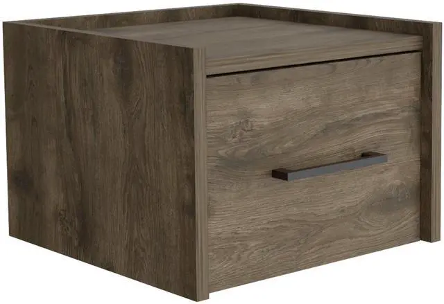 Alt view image 2 of 5 - Boa Floating Nightstand , End Table, Side Table Wall-Mounted Single Drawer Design With Handle- Dark Brown - Bedroom