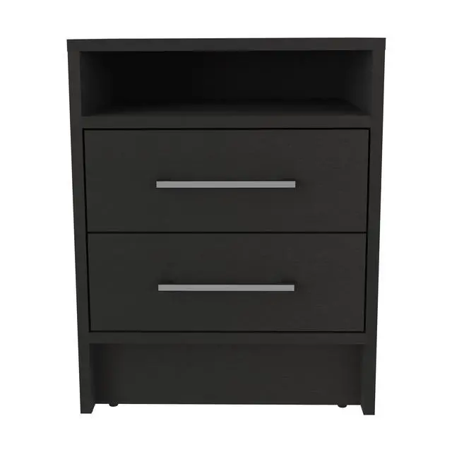 Alt view image 2 of 7 - Eter Nightstand , End Table, Side Table Superior Top, Two Drawers -Black