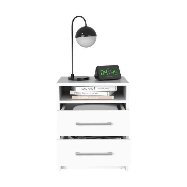 Alt view image 5 of 7 - Eter Nightstand , End Table, Side Table Superior Top, Two Drawers -White