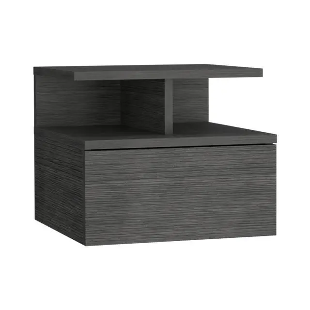 Alt view image 6 of 7 - Adele Floating Nightstand With Drawer And Open Storage Shelves