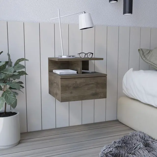 Main image of Adele Floating Nightstand With Drawer And Open Storage Shelves