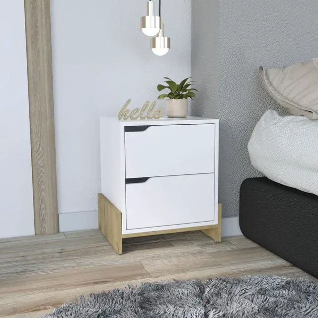 Main image of Luss Nightstand, Bedside Table With 2-Drawers