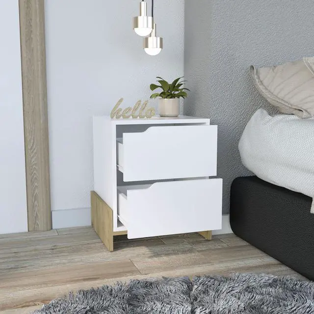 Alt view image 4 of 7 - Luss Nightstand, Bedside Table With 2-Drawers