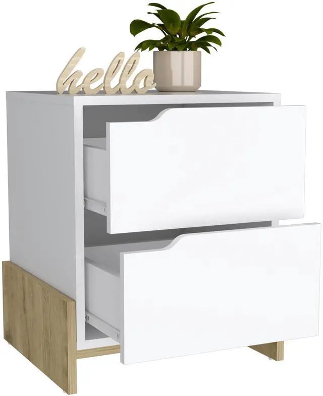 Alt view image 7 of 7 - Luss Nightstand, Bedside Table With 2-Drawers