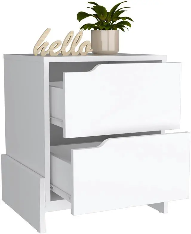Alt view image 7 of 7 - Luss Nightstand, Bedside Table With 2-Drawers