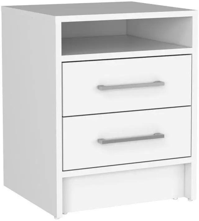 Alt view image 2 of 6 - Greter 24" Two-Drawer Night Stand With Open Shelf White