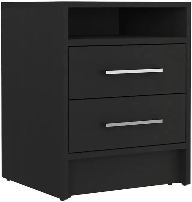 Alt view image 4 of 5 - Greter 24" Two-Drawer Night Stand With Open Shelf Black