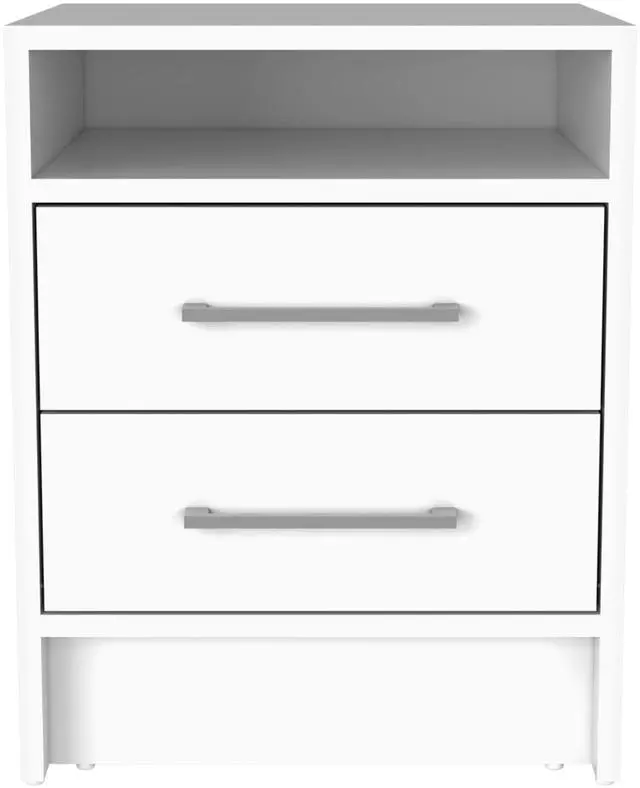 Alt view image 3 of 6 - Greter 24" Two-Drawer Night Stand With Open Shelf White