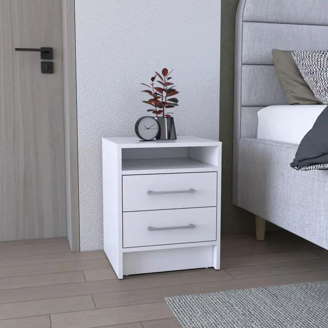 Main image of Greter 24" Two-Drawer Night Stand With Open Shelf White