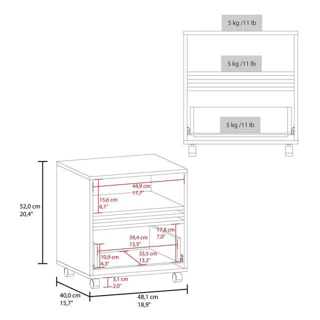 Alt view image 3 of 7 - Vance 20" High One Drawer Nightstand, Casters, Mobile, One Shelf, Bedroom Natural Oak