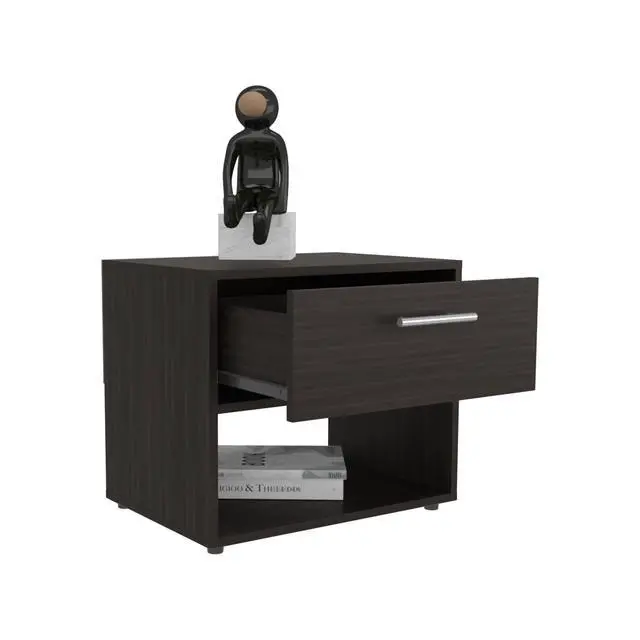 Alt view image 7 of 7 - Alpine 18" High One Drawer Nightstand With One Shelf, Side Table, End Table For Bedroom, Living Room Dark Walnut