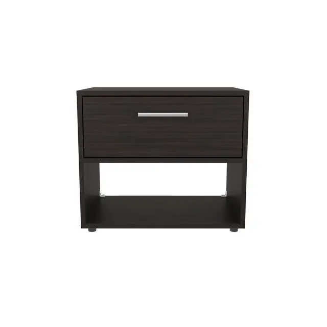 Alt view image 6 of 7 - Alpine 18" High One Drawer Nightstand With One Shelf, Side Table, End Table For Bedroom, Living Room Dark Walnut