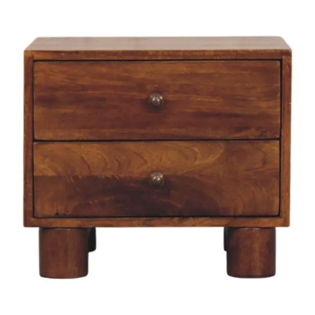 Alt view image 2 of 7 - Solid Wood Tula Chestnut Nightstand, 2-Drawers, Brown