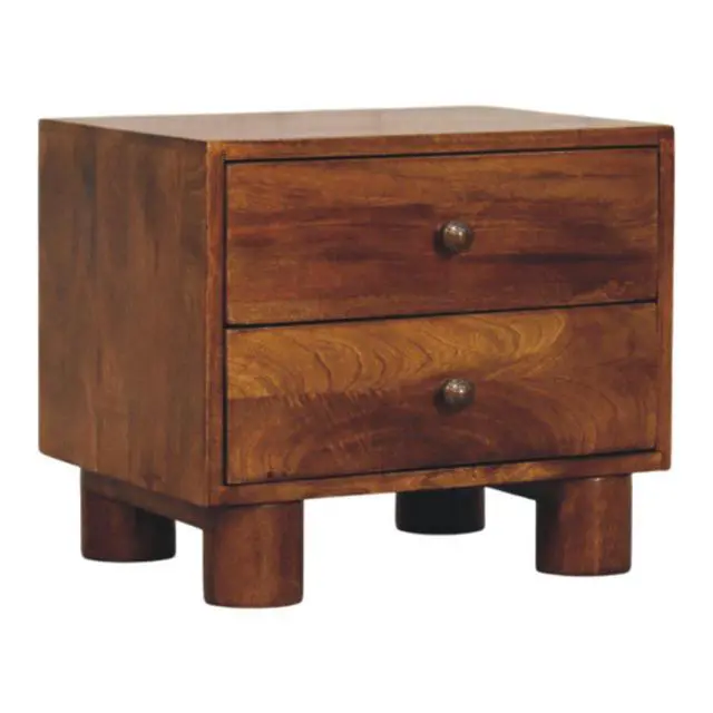 Alt view image 3 of 7 - Solid Wood Tula Chestnut Nightstand, 2-Drawers, Brown