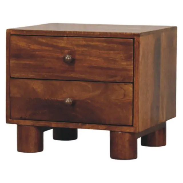 Alt view image 4 of 7 - Solid Wood Tula Chestnut Nightstand, 2-Drawers, Brown