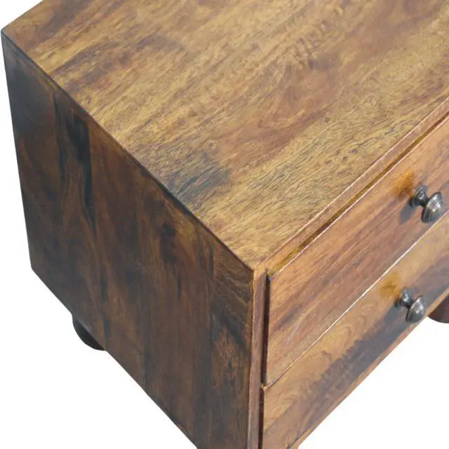 Alt view image 5 of 7 - Solid Wood Tula Chestnut Nightstand, 2-Drawers, Brown