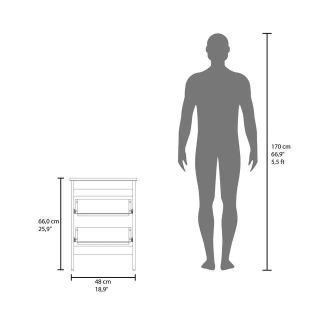 Alt view image 7 of 7 - Newcastle Nightstand Two Drawer And Open Shelf, Modern Bedside Table, White