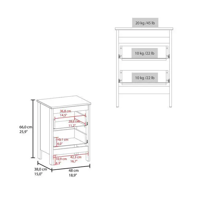 Alt view image 4 of 7 - Newcastle Nightstand Two Drawer And Open Shelf, Modern Bedside Table, White