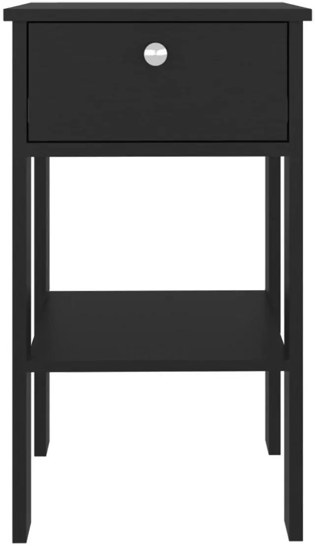 Alt view image 6 of 7 - Newcastle Nightstand With One Drawer And Open Shelf, Modern Bedside Table, Black