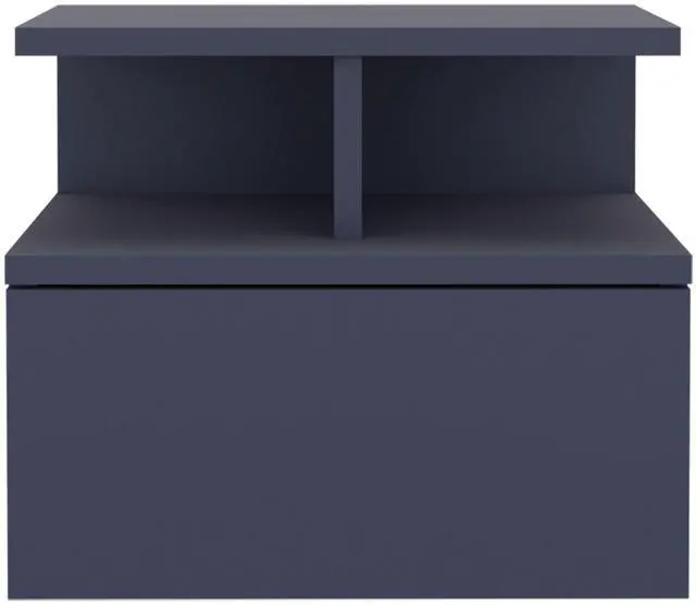 Main image of Adele Floating Nightstand, With One Drawer And Two Small Below Shelves For Storage Or Decor, Navy Blue