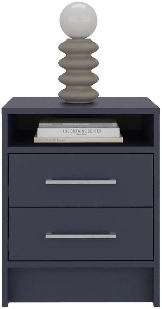 Main image of Eter Nightstand With Two Drawers And One Open Storage Shelf, Modern Bedroom Storage