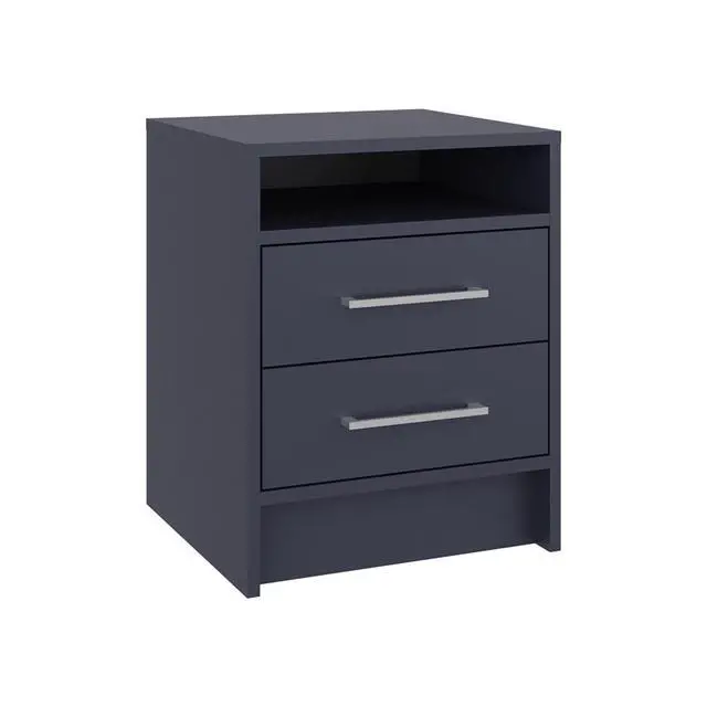 Alt view image 6 of 7 - Eter Nightstand With Two Drawers And One Open Storage Shelf, Modern Bedroom Storage