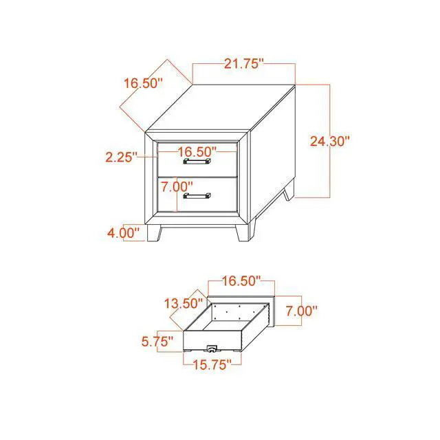 Alt view image 3 of 7 - SOLUTO GREY AND BLACK NIGHTSTAND