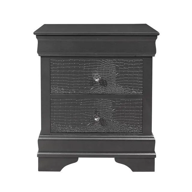 Alt view image 4 of 5 - Shaker Crocodile Metallic Grey Nightstand