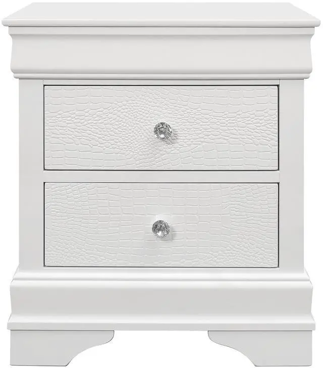 Main image of Shaker Crocodile Metallic White Nightstand