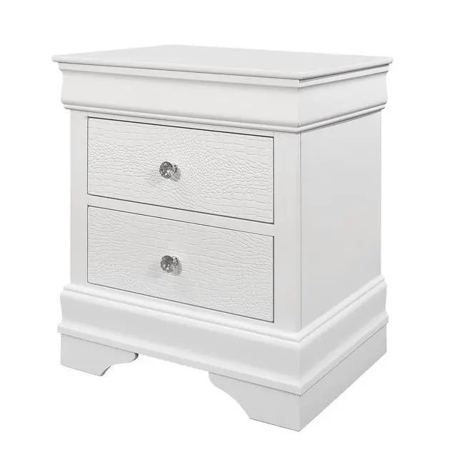 Alt view image 4 of 5 - Shaker Crocodile Metallic White Nightstand