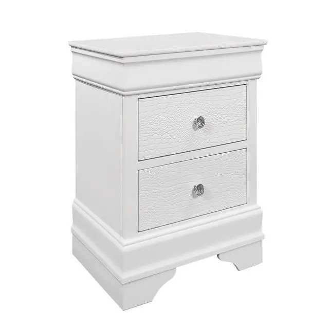 Alt view image 5 of 5 - Shaker Crocodile Metallic White Nightstand