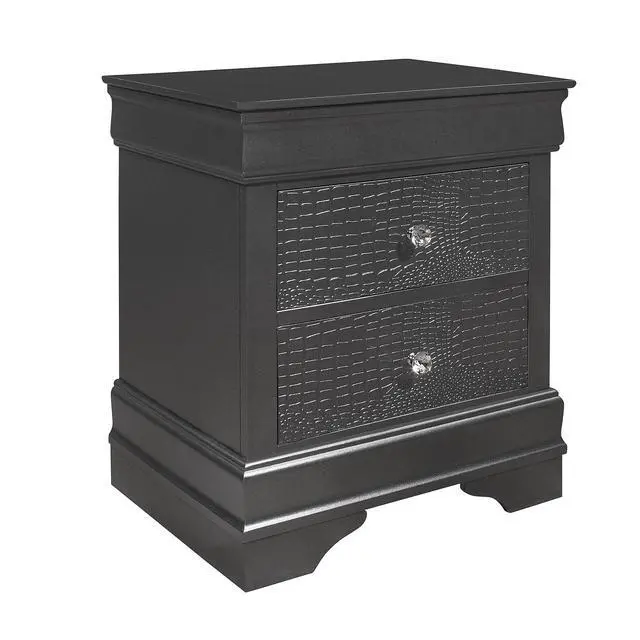 Alt view image 5 of 5 - Shaker Crocodile Metallic Grey Nightstand