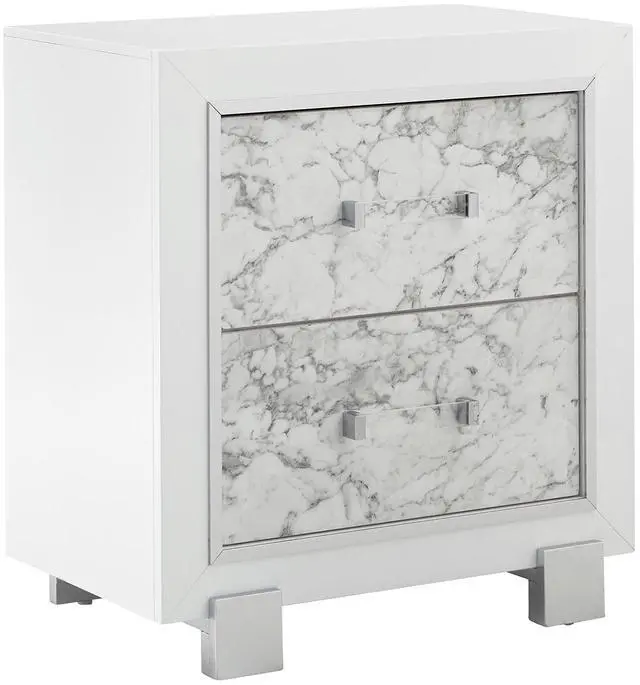 Main image of Skye Marble White Nightstand