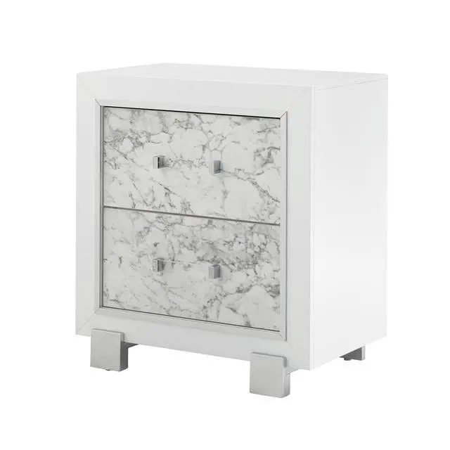 Alt view image 6 of 6 - Skye Marble White Nightstand