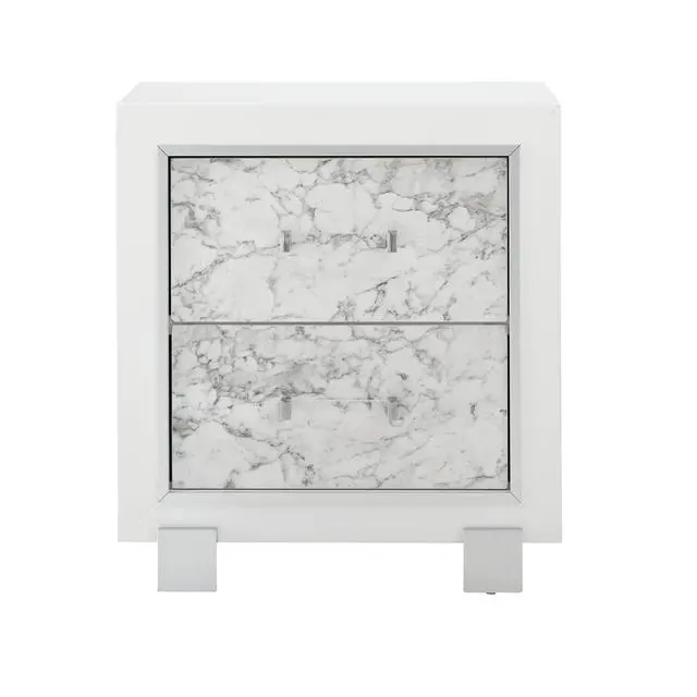 Alt view image 5 of 6 - Skye Marble White Nightstand