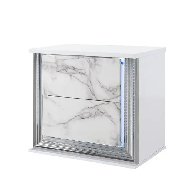 Alt view image 4 of 7 - Moon White Marble Nightstand With Led