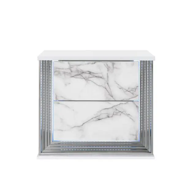Alt view image 5 of 7 - Moon White Marble Nightstand With Led