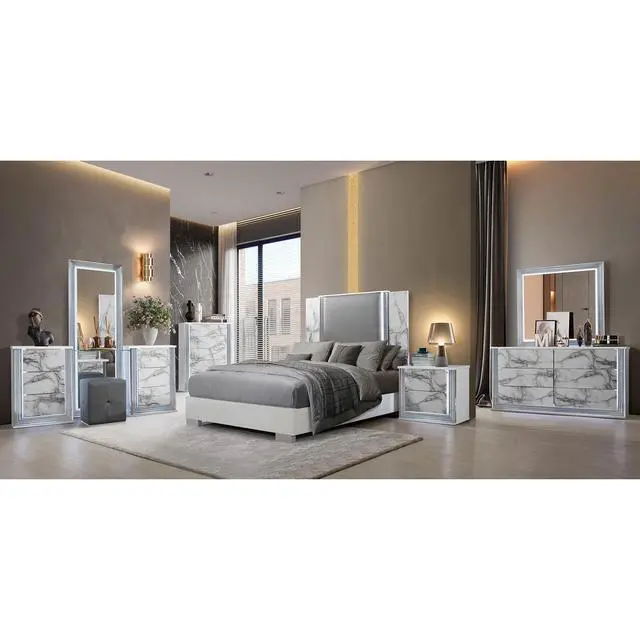 Alt view image 6 of 7 - Moon White Marble Nightstand With Led