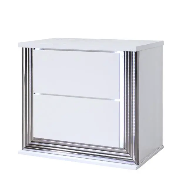 Alt view image 4 of 5 - MOON SMOOTH WHITE NIGHTSTAND WITH LED